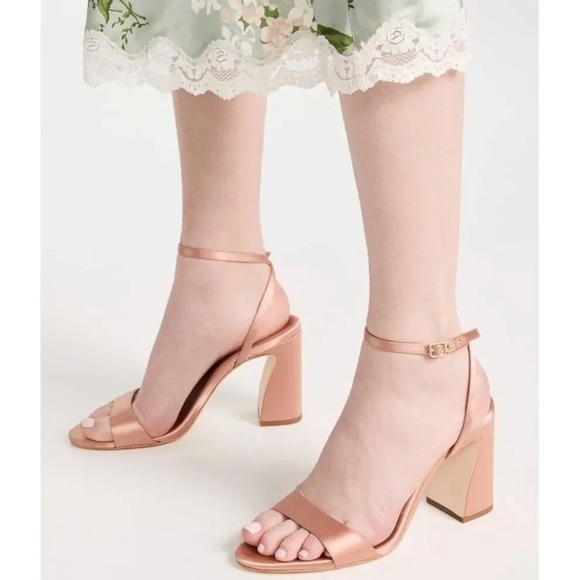 Loeffler Randall Shoes - Loeffler‎ Randall Malia Sandals Blush Pink Satin Block Heels Strappy Sz 7.5